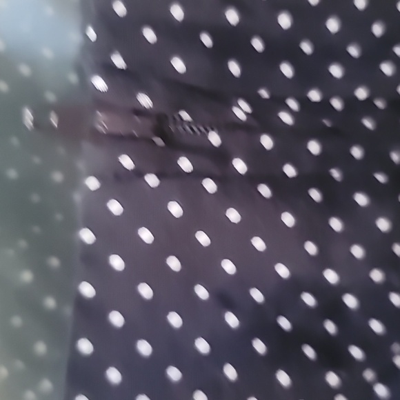 Vintage Navy Polka Dot V-neck Back Cut Out Strap Front Split Dress SZ 7/8 - Picture 7 of 16